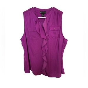 Lane Bryant sleeveless top w/front ruffle down front
